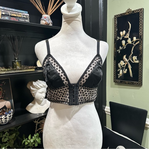 Victoria’s Secret Black Mesh & Lace Longline Strappy Bralette – Size L - Picture 1 of 11